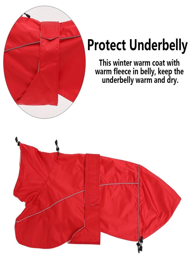 Morezi Greyhound Lurcher Raincoat, Whippet Rain Gear with Reflective Bar, Rain/Waterproof, Adjustable Bands and Drawstring in Autumn and Winter - Red - M - Image 4
